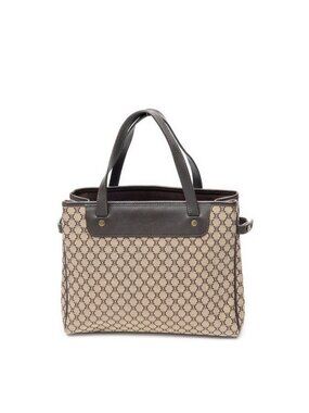 Celine Small Pop Tote Bag Brown Macadam Canvas